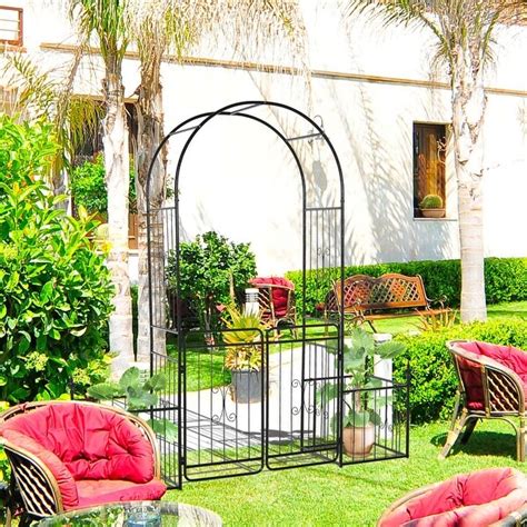 outsunny metal garden arch with planter boxes|outsunny metal garden gate.